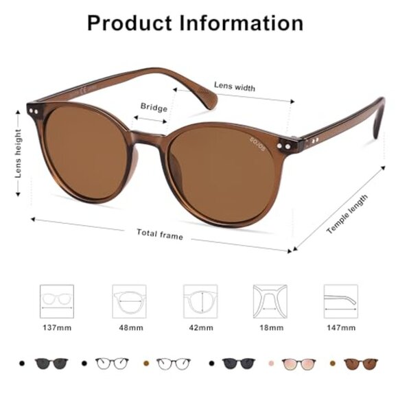 Small Round Classic Polarized Sunglasses Vintage Style UV400 Lens